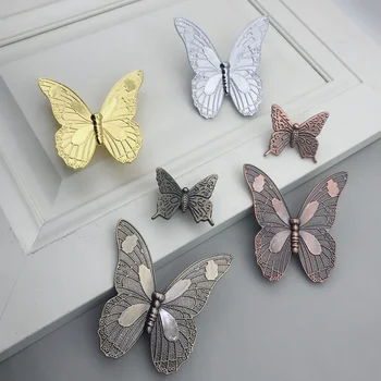 1бр Реколта дръжка на шкафа с 3D пеперуда от с сплав в ретро стил, дръжки за врати, кухненско на гардероба, чекмеджето, Декоративни мебели за гардероб