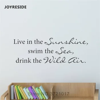 JOYRESIDE Цитат Стенни Стикер Live in the Sunshine Swim The Sea Винил За деца Детска Спалня, Всекидневна Домашна Стенопис A1305