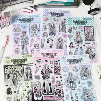MOHAMM 1 лист анимационен сладък момичета, всеки ден носещ декоративна стикер за scrapbooking, занаяти, създаване на колажи, водене на дневник