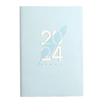Дневник 2024 г., дневник формат А5 бележник-дневник формат А5 за коледен подарък, дневници подарък за рождения си ден В 2024 година, синьо, приблизително. 14,5 Х 21 см
