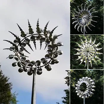 Нова Уникална и Магическа Метална Вятърна Мелница 3D Вятърна Кинетичната Скулптура на Тревата Метални Вятърни, Слънчеви Прядильни Декор на Двор и Градина