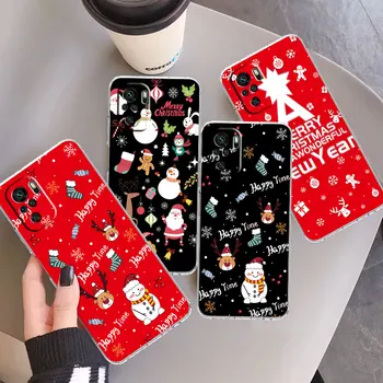 Снежен Коледен Cartoony Прозрачен Калъф За Xiaomi Redmi Note 11 10 Pro 12 9 9T 9A 9S 8 10В 9C 7 8T K40 tpu Мек Калъф За Телефон
